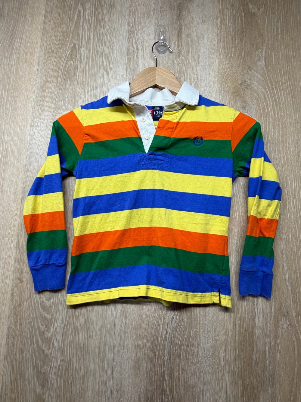 Chaps Multicolor Striped Rugby Polo - Blue, Yellow, Green, Orange